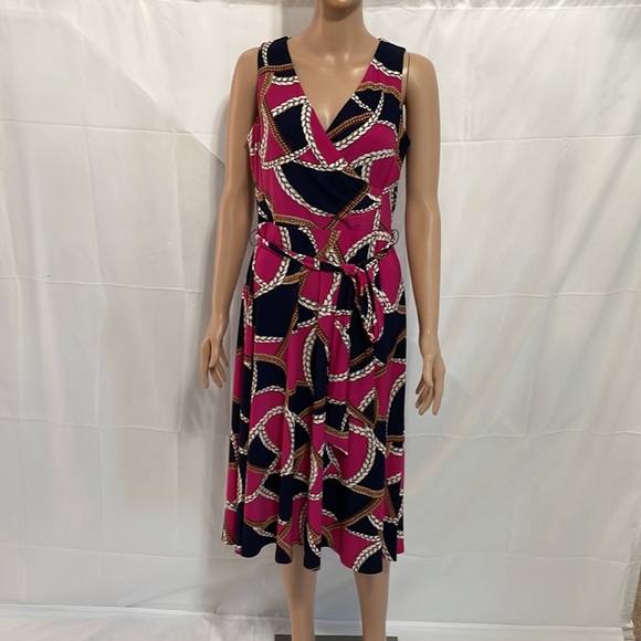Lauren Ralph Lauren Petite Print Tie-Waist Jersey Dress - Picture 2 of 8